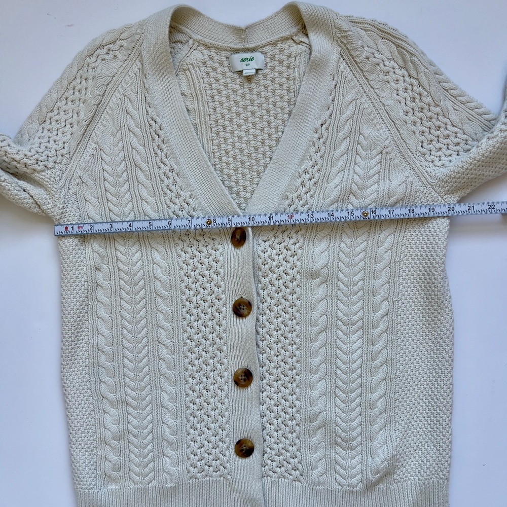 Aerie Ivory Cable Knit Cardigan - Picture 3 of 4